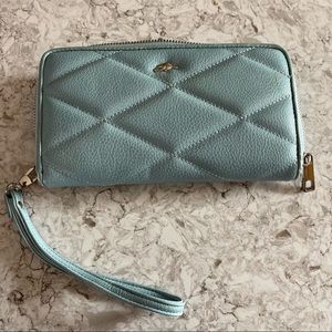 Roots baby blue quilted wallet
